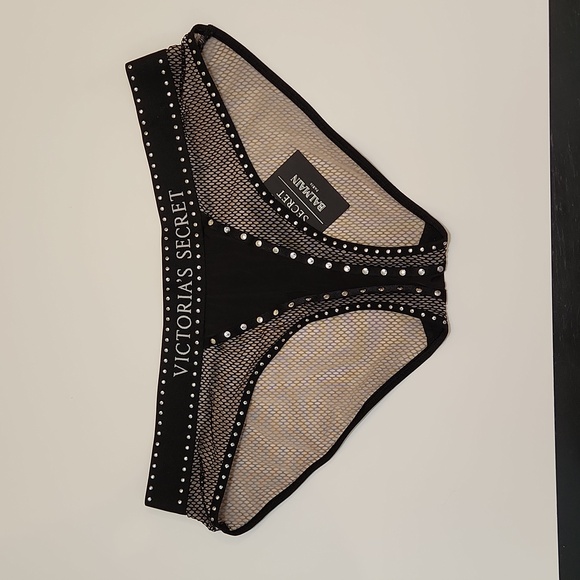 RARE NWT Balmain X Victoria's Secret fishnet bra and panty set size large! - Picture 4 of 11